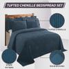 Better Trends Chenille Bedspreads Queen Size, Teal 100% Cotton Chenille Stripe Design Tufted Bedding Coverlet Soft Lightweight, 102"x110" with 2 Sham 3 Pieces Set Jullian Collection view 3