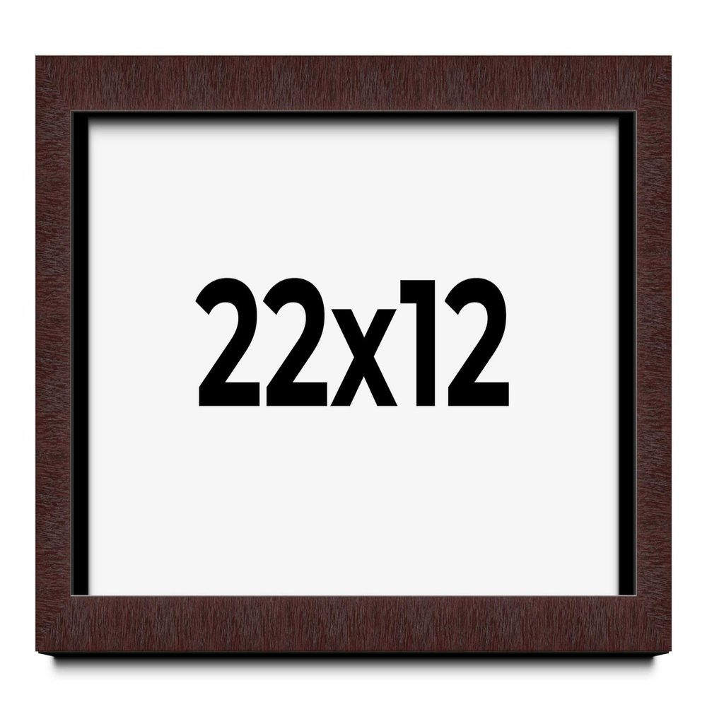 22x12 Shadow Box Brown Mahogany Veneer Solid Wood Display Frame | 1.375 Inch Moulding Width | 1 Inch Rabbet Depth | Complete with UV Acrylic Plexiglass, Backing & Hanging Hardware