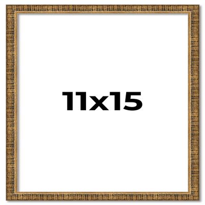 11x15 Frame Gold Kingsley Distressed Solid Wood Picture Frame Width 0.75 Inches | Interior Frame Depth 0.5 Inches | Kingsley Frame with UV Acrylic, Foam Board Backing & Hanging Hardware