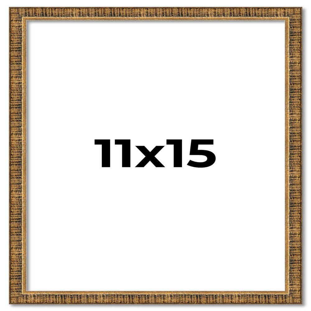 11x15 Frame Gold Kingsley Distressed Solid Wood Picture Frame Width 0.75 Inches | Interior Frame Depth 0.5 Inches | Kingsley Frame with UV Acrylic, Foam Board Backing & Hanging Hardware