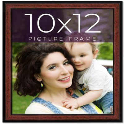 10x12 Frame Executive Brown Round Mahogany Finish Solid Wood Picture Frame | 1.25 Inch Moulding Width | Seeley Frame Complete with UV Acrylic Plexiglass, Foam Board Backing & Hanging Hardware