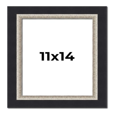 11x14 Frame Black Real Wood Picture Frame Width 2.25 Inches | Interior Frame Depth 0.5 Inches | Bridger Silver Traditional Photo Frame Complete with UV Acrylic, Foam Board Backing & Hanging Hardware