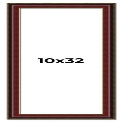 10x32 Frame Mahogany Brown with Gold Trim | Solid Wood Picture Frame Width 1.5 Inches | Interior Depth 0.5 Inches | Charles Executive Frame with UV Acrylic, Foam Board Backing & Hanging Hardware