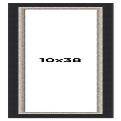 10x38 Frame Black Real Wood Picture Frame Width 2.25 Inches | Interior Frame Depth 0.5 Inches | Bridger Silver Traditional Photo Frame Complete with UV Acrylic, Foam Board Backing & Hanging Hardware