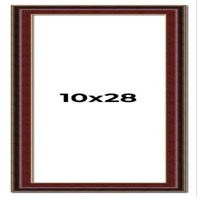 10x28 Frame Mahogany Brown with Gold Trim | Solid Wood Picture Frame Width 1.5 Inches | Interior Depth 0.5 Inches | Charles Executive Frame with UV Acrylic, Foam Board Backing & Hanging Hardware