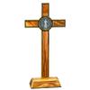 Standing Saint Benedict Medal Crucifix | Patron Saint of Students and Europe | Catholic Home Dcor | Great Gift for Baptism, First Holy Communion, and Confirmation (Gold-Tone and Wood) view 2