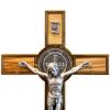 Standing Saint Benedict Medal Crucifix | Patron Saint of Students and Europe | Catholic Home Dcor | Great Gift for Baptism, First Holy Communion, and Confirmation (Gold-Tone and Wood) view 3