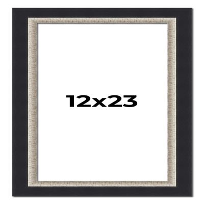 12x23 Frame Black Real Wood Picture Frame Width 2.25 Inches | Interior Frame Depth 0.5 Inches | Bridger Silver Traditional Photo Frame Complete with UV Acrylic, Foam Board Backing & Hanging Hardware