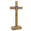 Standing Saint Benedict Medal Crucifix | Patron Saint of Students and Europe | Catholic Home Dcor | Great Gift for Baptism, First Holy Communion, and Confirmation (Silver-Tone and Wood) view 3