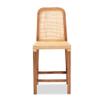 bali & pari Caspia Mid-Century Modern Walnut Brown Mahogany Wood and Natural Rattan Counter Stool view 2