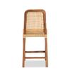 bali & pari Caspia Mid-Century Modern Walnut Brown Mahogany Wood and Natural Rattan Counter Stool view 4