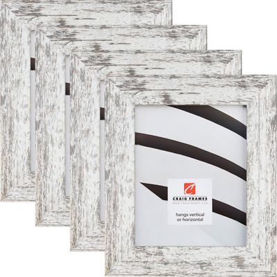Craig Frames American Barn, 19 x 25 Inch Faux Barnwood Picture Frame, White, Set of 4