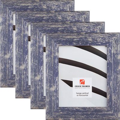 Craig Frames American Barn, 8 x 12 Inch Faux Barnwood Picture Frame, Blue, Set of 4