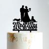 Mr And Mrs Cake Toppers for Wedding Bride And Groom with Pet Wedding Cake Topper Couple Silhouette Custom Wedding Cake Topper Cake Topper Wedding Black Acrylic, 6 Inch view 1