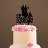 Mr And Mrs Cake Toppers for Wedding Bride And Groom with Pet Wedding Cake Topper Couple Silhouette Custom Wedding Cake Topper Cake Topper Wedding Black Acrylic, 6 Inch view 4
