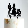 Mr & Mrs Rustic Wreath Couple's Names Cake Topper Bride And Groom with Pet Wedding Cake Topper Couple Silhouette Personalized Cake Topper Rustic Wedding Cake Topper Black Acrylic, 6 Inch view 1