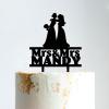 Wedding Lesbian Wedding Cake Topper Lesbian Couple Silhouette with Pet Mrs And Mrs Cake Toppers for Wedding Custom Wedding Cake Topper Bride and Bride Same Sex Wedding Topper Black Acrylic, 6 Inch view 1