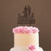 Mr And Mrs Cake Topper Bride And Groom with Pet Wedding Cake Topper Couple Silhouette Custom Wedding Cake Topper Anniversary Baptism Cake Topper Brown Wood, 6 Inch view 4