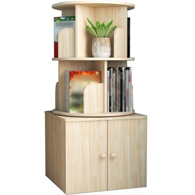 Bookcase with Storage Study Floor-Standing Revolving Book Rack with Door, School Multi-Layered and Stable Storage Book Shelf, Easy to Install Comic Stand (Color : Primary Color, Size : 109 * 46cm)