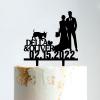 Mr And Mrs Cake Topper Bride And Groom with Pet Wedding Cake Topper Couple Silhouette Custom Cake Topper Personalized Name Script Cake Toppers for Wedding Black Acrylic, 6 Inch view 1