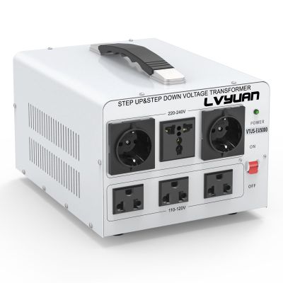 LVYUAN Heavy Duty 5000W Watt Voltage Transformer Converter Step Up/Down Converter 110/120 Volt - 220/240 Volt with 3 US,2 European,1 Universal Outlets and CE Certified,Circuit Break Protection