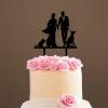 Mr & Mrs Monogram Bridal Shower Topper Bride And Groom with Pet Wedding Cake Topper Couple Silhouette Personalized Wedding Cake Topper Rustic Wreath Cake Topper Black Acrylic, 6 Inch view 4