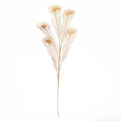 Artificial Golden Plants for Wedding | Fake Golden Peacock Spray l Peacock Spray for Christmas or Any Event Decoration (Approximately 37" Tall) (Sell in Bundle of 2) (Golden Peacock Spray)