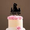 Mr And Mrs Cake Topper Bride And Groom with Pet Wedding Cake Topper Couple Silhouette Custom Cake Topper Personalized Name Anniversary Baptism Cake Topper Black Acrylic, 6 Inch view 4