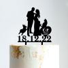 Mr And Mrs Cake Topper Bride And Groom with Pet Wedding Cake Topper Couple Silhouette Personalized Wedding Cake Topper Funny Cake Toppers for Wedding Black Acrylic, 6 Inch view 1