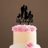 Mr And Mrs Cake Topper Bride And Groom with Pet Wedding Cake Topper Couple Silhouette Personalized Wedding Cake Topper Funny Cake Toppers for Wedding Black Acrylic, 6 Inch view 4