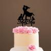 Mr & Mrs Monogram Bridal Shower Topper Bride And Groom with Pet Wedding Cake Topper Couple Silhouette Personalized Wedding Cake Topper Rustic Wedding Cake Topper Black Acrylic, 6 Inch view 4