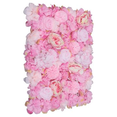 6 Pcs Artificial Flowers Wall Romantic Rose Flower Wall for Background Decoration Roses Wall Panel Hanging Wedding Venue Main Road Decor Silk Flower Panels for Photo Backdrop Decor (Dark Pink)