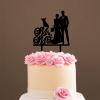 Mr & Mrs Rustic Wreath Couple's Names Cake Topper Bride And Groom with Pet Wedding Cake Topper Couple Silhouette Custom Wedding Cake Topper Anniversary Cake Toppers Black Acrylic, 6 Inch view 4