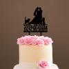 Mr And Mrs Engagement Cake Topper Bride And Groom with Pet Wedding Cake Topper Couple Silhouette Personalized Cake Topper Funny Cake Toppers for Wedding Black Acrylic, 6 Inch view 4