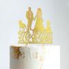 Mr & Mrs Wedding Cake Topper Bride And Groom with Pet Wedding Cake Topper Couple Silhouette Family Wedding Cake Topper Script Cake Toppers for Wedding Gold Glitter Wood, 6 Inch view 4