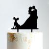 Mr And Mrs Cake Topper Bride And Groom with Pet Wedding Cake Topper Couple Silhouette Custom Cake Topper Funny Cake Toppers for Wedding Black Acrylic, 6 Inch view 1