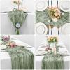 10 Pcs Sage Green Cheesecloth Table Runner 10FT, Gauze Table Runner for Wedding Reception Sheer Bridal Shower Birthday Party Boho Table Decoration, Rustic Romantic Wedding Runner view 3