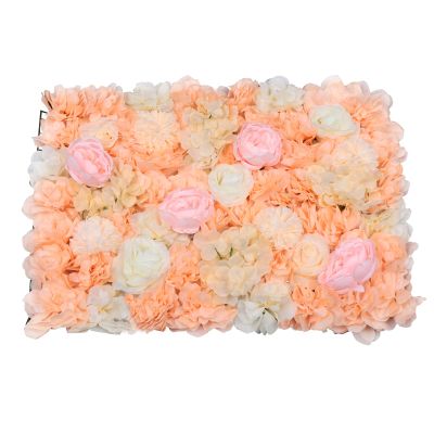 6 Pcs Artificial Flowers Wall Romantic Rose Flower Wall for Background Decoration Roses Wall Panel Hanging Wedding Venue Main Road Decor Silk Flower Panels for Photo Backdrop Decor (Champagne)