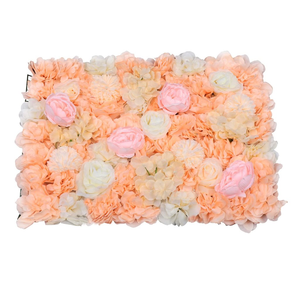 6 Pcs Artificial Flowers Wall Romantic Rose Flower Wall for Background Decoration Roses Wall Panel Hanging Wedding Venue Main Road Decor Silk Flower Panels for Photo Backdrop Decor (Champagne)