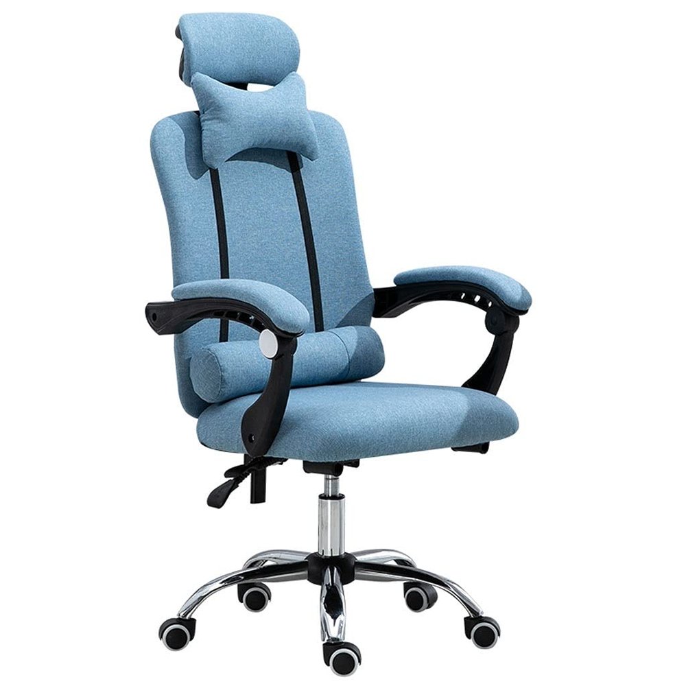 ADIE Office Chair Mesh Office Chair Ergonomic Computer Chair Home Gaming Chair Comfortable Armchair Lift Swivel Chair with Adjustable Headrest Desk Chair (Color : Blue, Size : Fabric Style)
