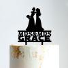Wedding Lesbian Two Brides Silhouette Wedding Cake with Pet Mrs And Mrs Cake Toppers for Wedding Personalized Wedding Cake Topper Marriage Equality Cake Topper Funny Cake Topper Black Acrylic, 6 Inch view 1