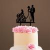 Personalized Mr And Mrs Cake Topper Bride And Groom with Pet Wedding Cake Topper Couple Silhouette Personalized Cake Topper Anniversary Cake Toppers Black Acrylic, 6 Inch view 4