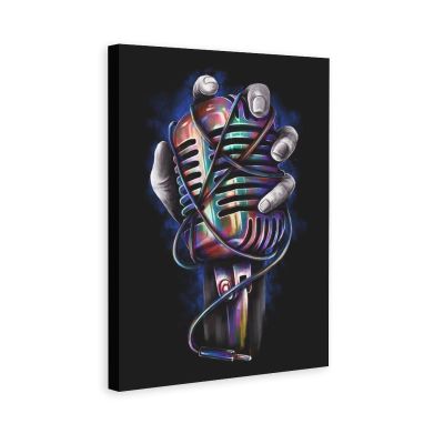 XDTIOPIMY Wall Art Music Poster Microphone Canvas Print Decor for Living Room, Bedroom, Office - Framed Ready to Hang 12x18 Inches