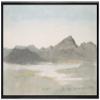 SIGNLEADER Framed Canvas Print Wall Art Pastel Mountain Range Valley River Nature Wilderness Illustrations Modern Art Decorative Minimal Rustic for Living Room, Bedroom, Office - 16"x24" BLACK view 1