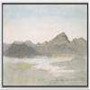 SIGNLEADER Framed Canvas Print Wall Art Pastel Mountain Range Valley River Nature Wilderness Illustrations Modern Art Decorative Minimal Rustic for Living Room, Bedroom, Office - 16"x24" WHITE view 1