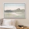 SIGNLEADER Framed Canvas Print Wall Art Pastel Mountain Range Valley River Nature Wilderness Illustrations Modern Art Decorative Minimal Rustic for Living Room, Bedroom, Office - 16"x24" WHITE view 2