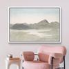 SIGNLEADER Framed Canvas Print Wall Art Pastel Mountain Range Valley River Nature Wilderness Illustrations Modern Art Decorative Minimal Rustic for Living Room, Bedroom, Office - 16"x24" WHITE view 3