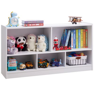 TOYMATE Toy Organizers and Storage, 5-Section Kids Bookshelf for Organizing Books Toys, School Classroom Wooden Storage Cabinet for Children's Room, Playroom, Nursery