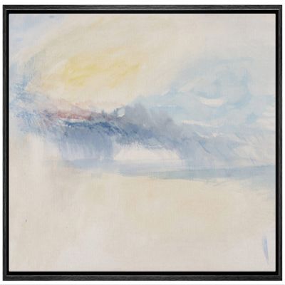 SIGNLEADER Framed Canvas Print Wall Art Blue Yellow Pastel Cloud Landscape Nature Wilderness Illustrations Modern Art Decorative Minimal Rustic for Living Room, Bedroom, Office - 16"x24" BLACK