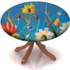 Yaofuren Round Fitted Tablecloth Oil Painting Pattern, Elastic Edge,Waterproof Wipeable Table Cover for Picnic Party,Multicolor,for 28" to 35" Round Tables view 1